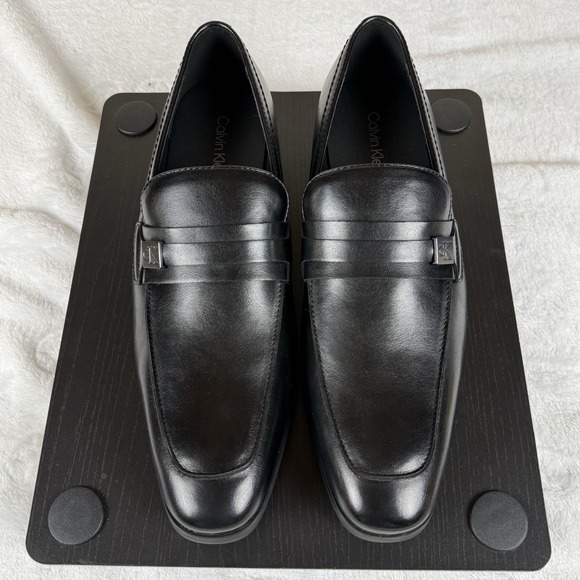 Calvin Klein Jimnon Almond Toe Slip‎ On Leather Loafers Men\'s 9.5 M Black New main image 7